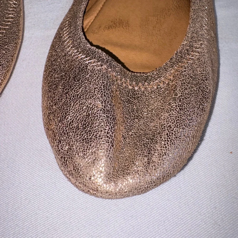 Lucky Brand Emmie Ballet Flat 7.5 Rose Gold Good Metallic Leather Slip On Shoes